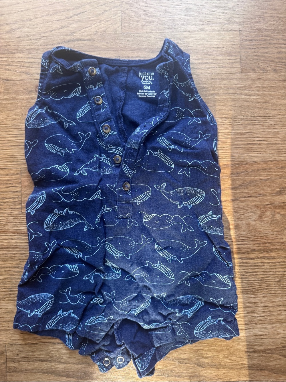 Carter's Navy Tank Romper with Light-Blue Whale Print
